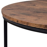 ON-TREND Round Coffee Table with Caster Wheels and Wood Textured Surface