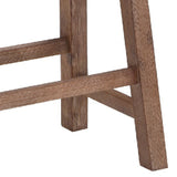 Saddle Seat Wooden Bench with Canted Frame, Oak Brown