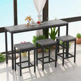 Modern Design Kitchen Dining Table，Pub Table，Long Dining Table Set with 3 Stools，Easy Assembly，Gray