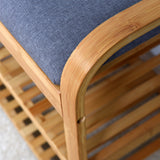Living Room Bamboo Storage Bench， Entryway 3 Shelves Bench with flip storage compartment 39.37 x 13 x 19.88 inch