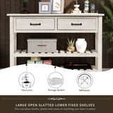 TREXM  Retro Console Table for Entryway with Drawers and Shelf Living Room Furniture (Antique White)