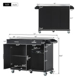Kitchen Cart with Stainless Steel Top and Storage Cabinet with Two Drawers & Goblet Holder & Wine Rack & Spice Rack & Towel Holder