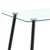 Modern Minimalist Rectangular Glass Dining Table for 4-6 with 0.31" Tempered Glass Tabletop and Black Coating Metal Legs, Writing Table Desk, for Kitchen Dining Living Room, 47" W x 31"D x 30" H