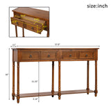 TREXM Console Table Sofa Table for Entryway with Drawers and Long Shelf Rectangular (Antique Walnut)