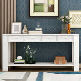 TREXM Console Table for Entryway Hallway Sofa Table with Storage Drawers and Bottom Shelf ( Antique White)