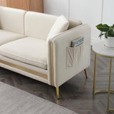 Beige Velvet Loveseat Sofa 2 Seater Couch with Removable Cushions