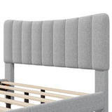 Queen Upholstered Platform Bed Frame with Vertical Channel Tufted Headboard