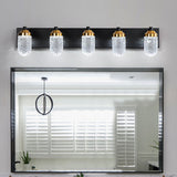 5-Lights Crystal Vanity Lights for Bathroom Lighting Fixture Black Gold Vintage Vanity Light LED Bathroom Wall Light Fixture