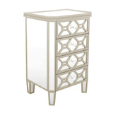 Elegant Mirrored 4-Drawer Chest with Golden Lines Storage Cabinet for Living Room, Hallway, Entryway