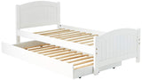 Twin Size Bed w/ Trundle Slats White Pine Plywood Kids Youth Bedroom Furniture