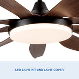YUHAO 71" Integrated LED Lighting Ceiling Fan with 9 Wood Grain Blade