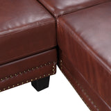 Brown Mid-Century Sectional Corner Sofa L-shape