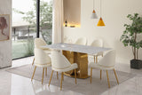 Contemporary Dining Table in Gold with Sintered Stone Top