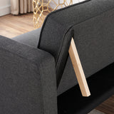 Dark Grey Double Corner Folding Sofa Bed, Two Throw Pillows