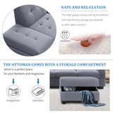 Grey Sectional Sofa with Reversible Chaise with Storage Ottoman