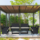 Patio outdoor rattan furniture -4 piece loveseat +2 armchair+coffie table for garden 4 PC Garden Patio Furniture ---------White cushion