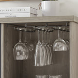 JHX Single door wine cabinet with 16 wine storage compartments (Gray, 31.50" W*13.78" D*35.43" H)