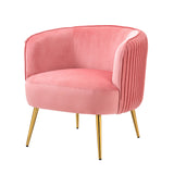 Velvet Accent Upholstered Chair, Living Room Chair, Modern Reception Arm Chair with Golden Legs for Bedroom Reading Room