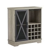 JHX Single door wine cabinet with 16 wine storage compartments (Gray, 31.50" W*13.78" D*35.43" H)