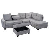 Light Grey Sectional Sofa with Ottoman