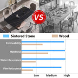 70.87"Modern artificial stone black curved metal leg dining table-can accommodate 6-8 people