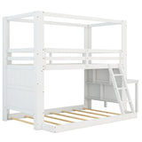 Twin Over Full Bunk Bed with Desk Storage