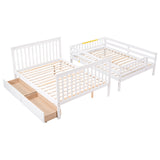 Full Over Full Bunk Bed with 2 Drawers and Staircase