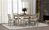7-Piece Wooden Dining Table Set - Extendable Table with 12” Leaf and 2 Drawers, 6 Dining Chairs with Soft Cushion