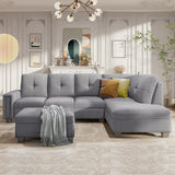 Light Grey Sectional Sofa with Ottoman