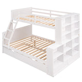 Twin over Full Bunk Bed with Trundle and Shelves