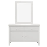 4 Pieces Traditional Concise Style White Bedroom Sets, Nightstand+ Dresser+ Mirror+ Full Bed