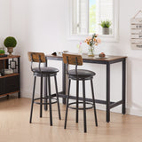 Oval Stool Swivel Bar Stool, Tall Bar Stool With Backrest, Industrial, Thick Iron Frame Footrest, 29.5" High.（Rustic Brown，17.5’’w x 13.4’’d x 40.5’’h）