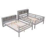 Grey Full Bunk Beds with Bookcase Headboard