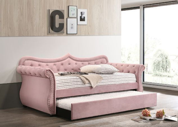 Adkins Daybed & Trundle Pink Velvet