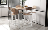 Farmhouse 5-piece Counter Height Drop Leaf Dining Table Set with Dining Chairs for 4,White Frame + Rustic Brown Tabletop
