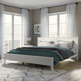 White Solid Wood 3 Pieces King Bedroom Sets (King Bed + end table +dresser)