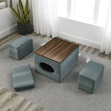 [Video] Welike Waterproof, oil-proof, scratch-proof 25"W Modern design hollow storage ottoman, upholstery, coffee table, two small footstools, easy storage and wide use