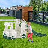 Kids Slide with Bus Play Structure Climber, Freestanding Bus Climber with Slide for Toddlers, Bus Climber Slide Set with Basketball Hoop