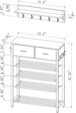 Entryway 4-tier Shoe Rack with Hall Tree, One Set Entryway Show Rack with Storage and Hooks