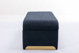 New Boucle Fabric Loveseat Ottoman Footstool Bedroom Bench Shoe Bench With Gold Metal Legs,Dark Blue