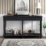 Country Console Table for Hallway Living Room Bedroom with 4 Front Facing Storage Drawers and 1 Shelf