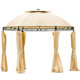 Outdoor Gazebo Steel Fabric Round Soft Top Gazebo Outdoor Patio Dome Gazebo with Removable Curtains