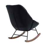 Tufted Upholstered Padded Seat Rocking Chair-Velvet Black