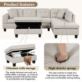Modern Sectional Sofa with Storage Ottoman