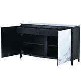Modern Sideboard Buffet Storage Cabinet with 2 Decorative Doors, 2 Drawers and 4 shelves for Living room, Entryway