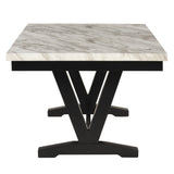 6-piece Dining Table Set with 1 Faux Marble Top Table,4 Upholstered Seats