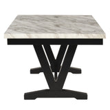 6-piece Dining Table Set with 1 Faux Marble Top Table,4 Upholstered Seats and 1 Bench, Table