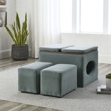 [Video] Welike Waterproof, oil-proof, scratch-proof 25"W Modern design hollow storage ottoman, upholstery, coffee table, two small footstools, easy storage and wide use