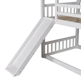 Twin over Twin House Bunk Bed with Convertible Slide and Ladder,Converts into 2 Separate Platform Beds,White