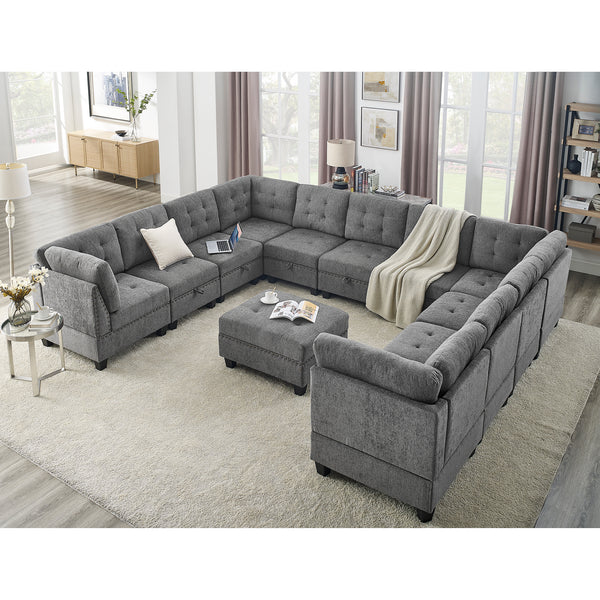 Grey U shape Modular Sectional Sofa